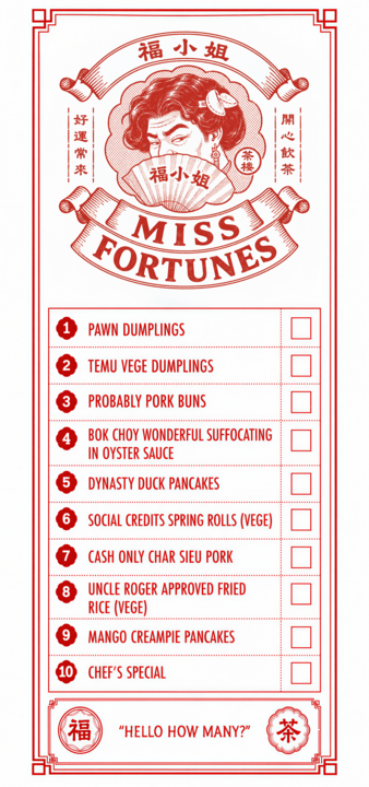 Miss Fortunes yum cha menu